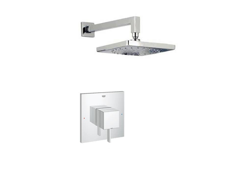 Grohe Starlight Chrome Eurocube/Cosmo Square Single Function Pressure Balance Shower Set