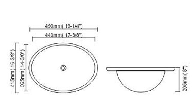 Dax-200 Modern Bathroom Undermount Sink (Ceramic)