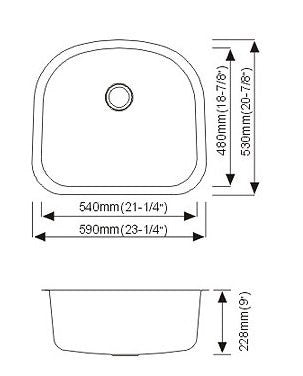 Dax-2321 Modern Undermount Single Bowl Kitchen Sink