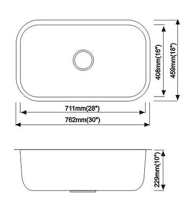 Dax-3018 Modern Undermount Single Bowl Kitchen Sink