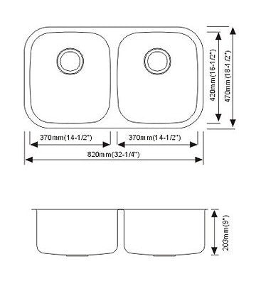 Dax-3118 Modern Undermount Double Bowl Kitchen Sink
