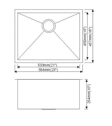 Dax-SQ- 2418 Modern Undermount Single Bowl Kitchen Sink