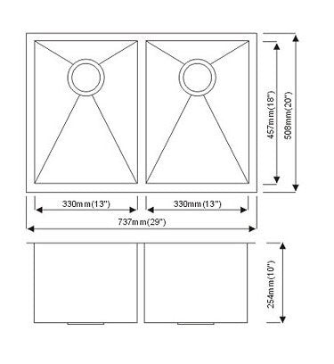 Dax-SQ-2920A Modern Undermount Double Bowl Kitchen Sink