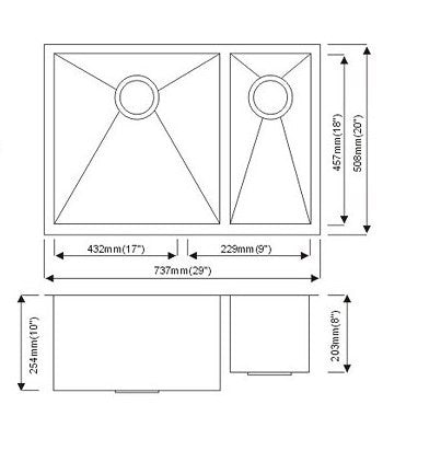 Dax-SQ-2920 Modern Undermount Double Bowl Kitchen Sink