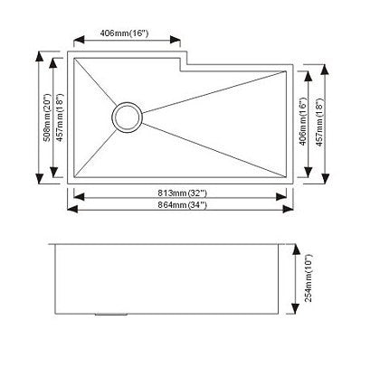Dax-SQ-3420F Modern Undermount Single Bowl Kitchen Sink