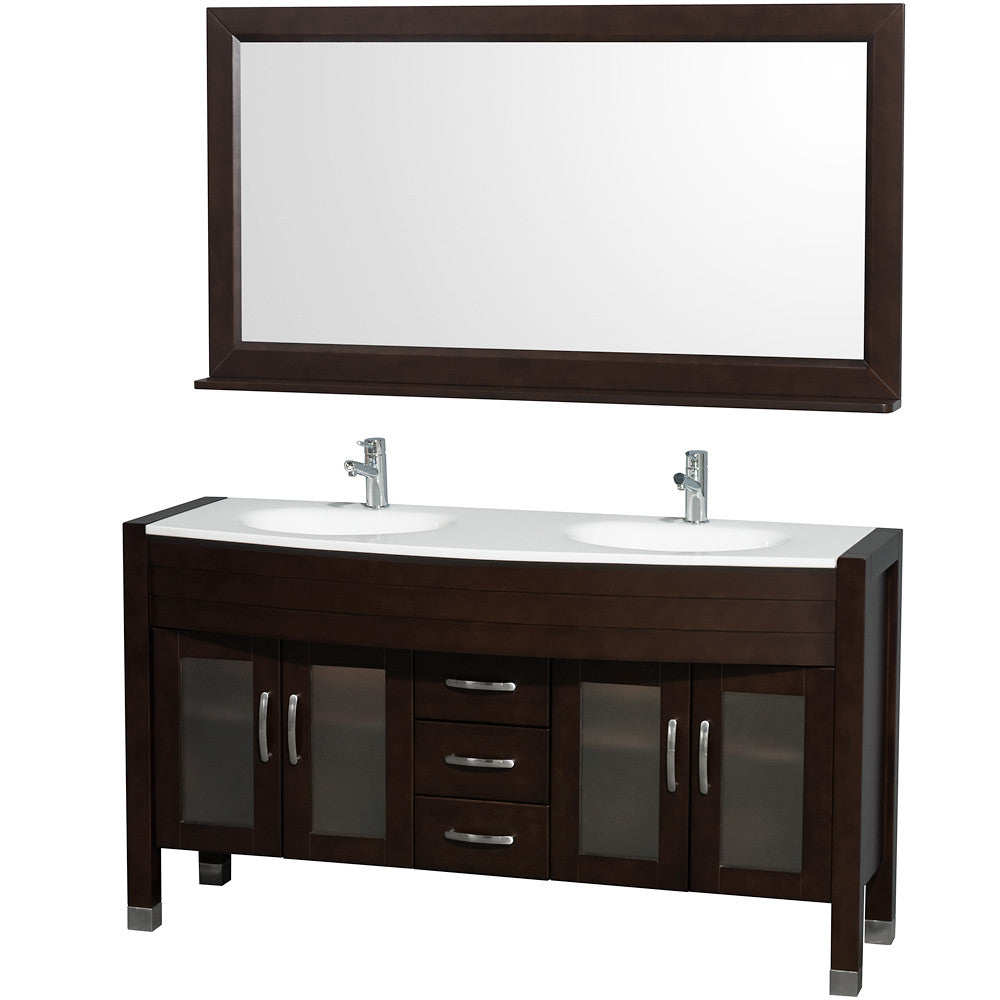 WYNDHAM COLLECTION Daytona 63-Inch Double Bathroom Vanity With Mirror - Espresso
