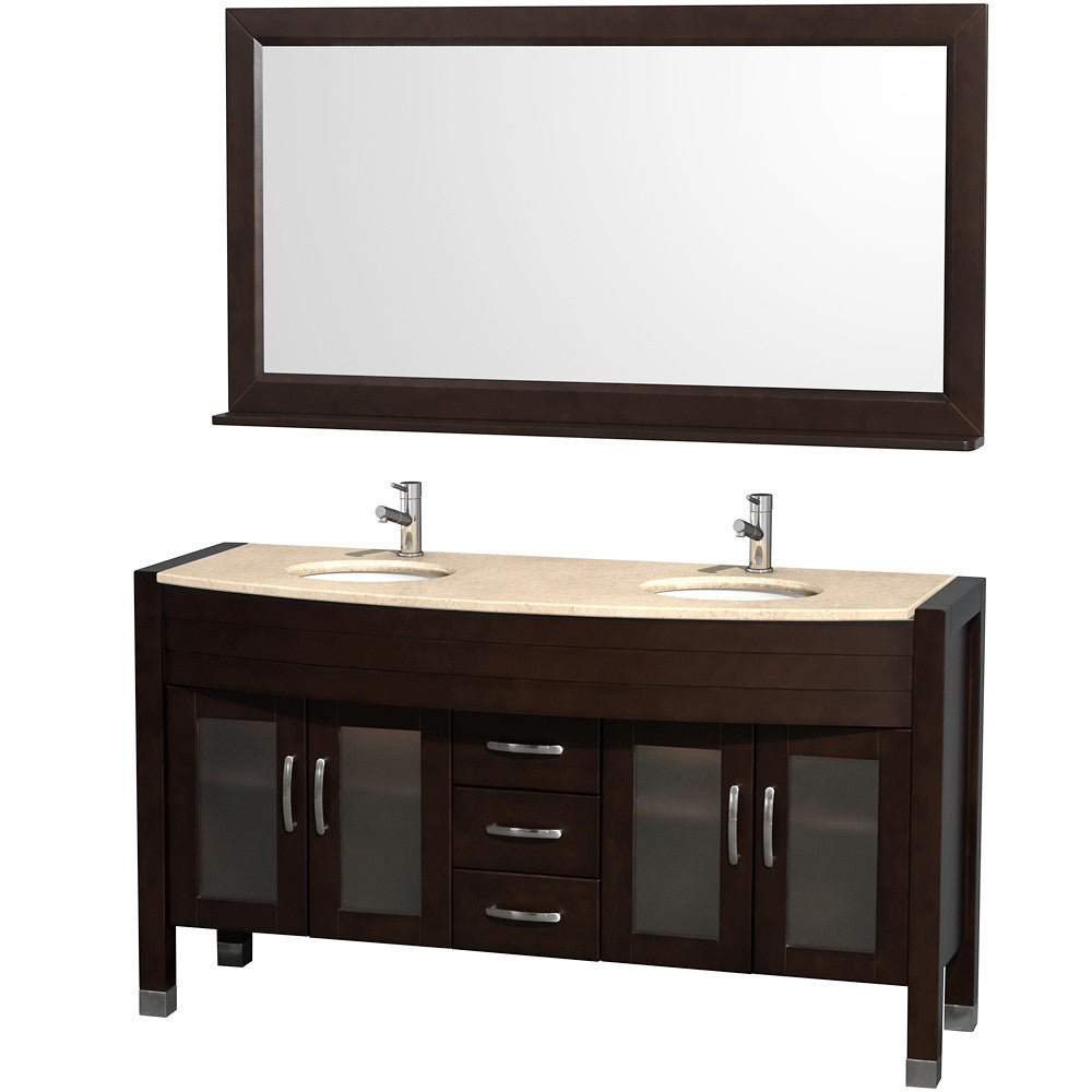 WYNDHAM COLLECTION Daytona 63-Inch Double Bathroom Vanity With Mirror - Espresso