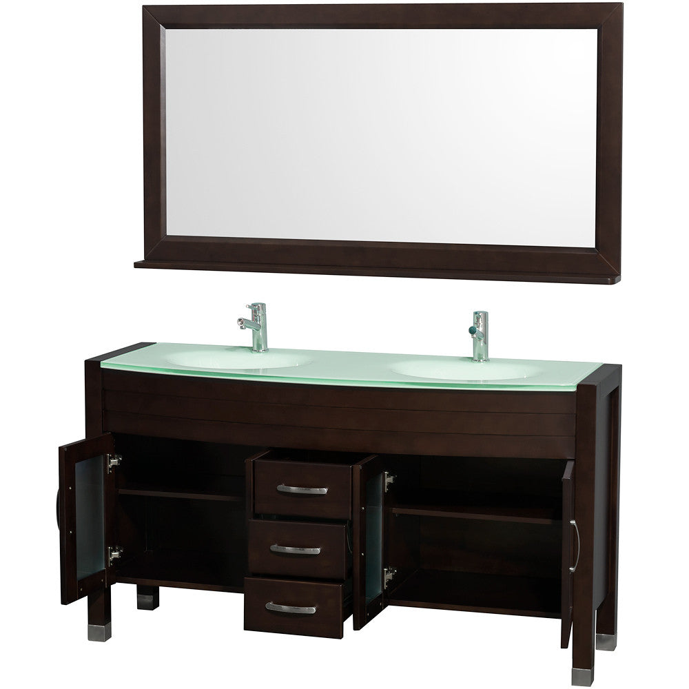 WYNDHAM COLLECTION Daytona 63-Inch Double Bathroom Vanity With Mirror - Espresso