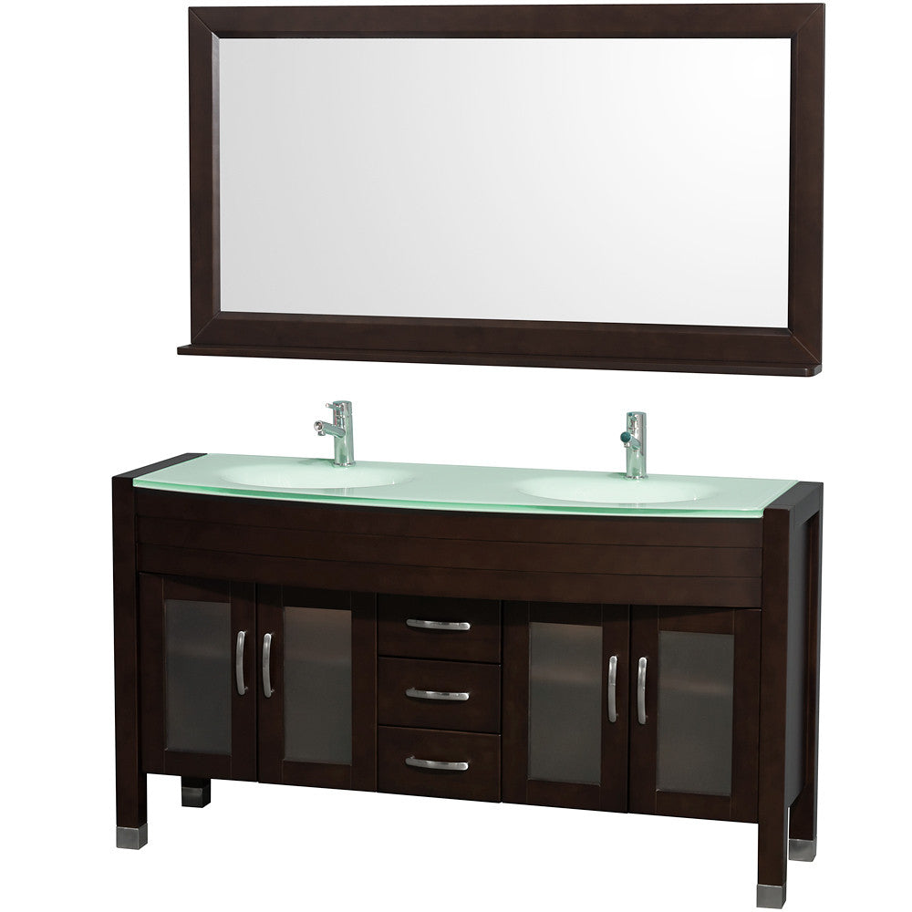 WYNDHAM COLLECTION Daytona 63-Inch Double Bathroom Vanity With Mirror - Espresso