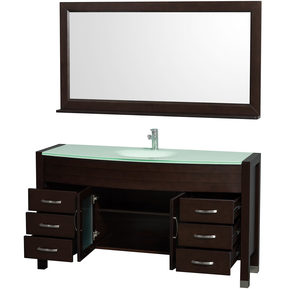 WYNDHAM COLLECTION Daytona 60-Inch Bathroom Vanity With Mirror - Espresso