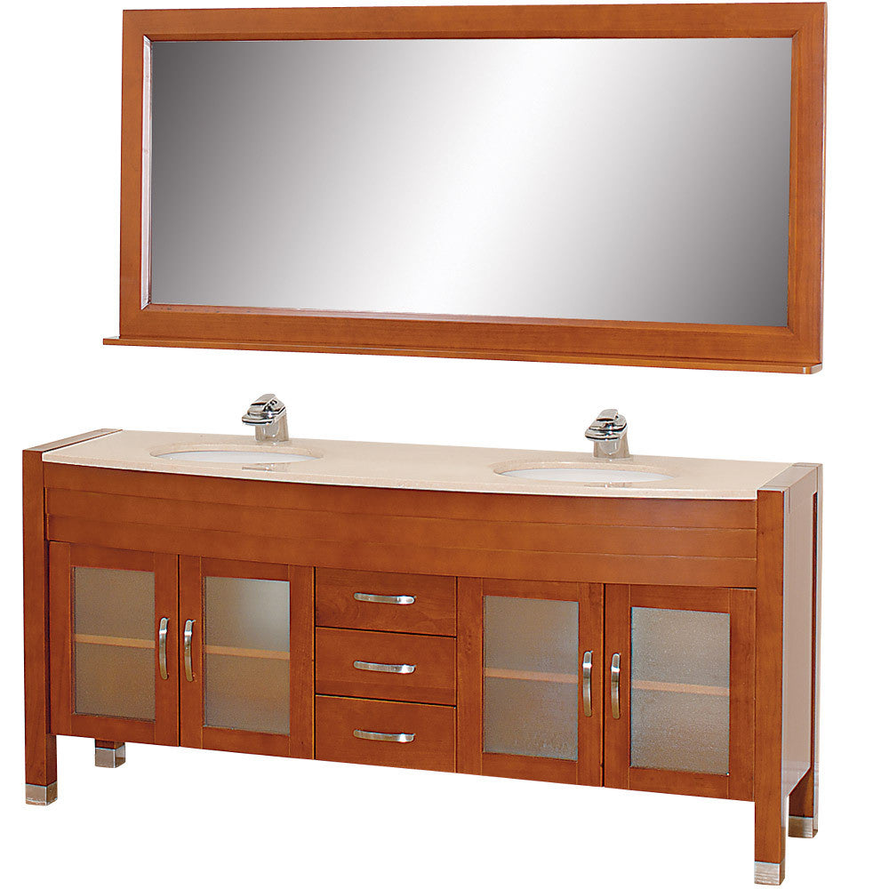 WYNDHAM COLLECTION Daytona 71-Inch Double Bathroom Vanity Set - Cherry