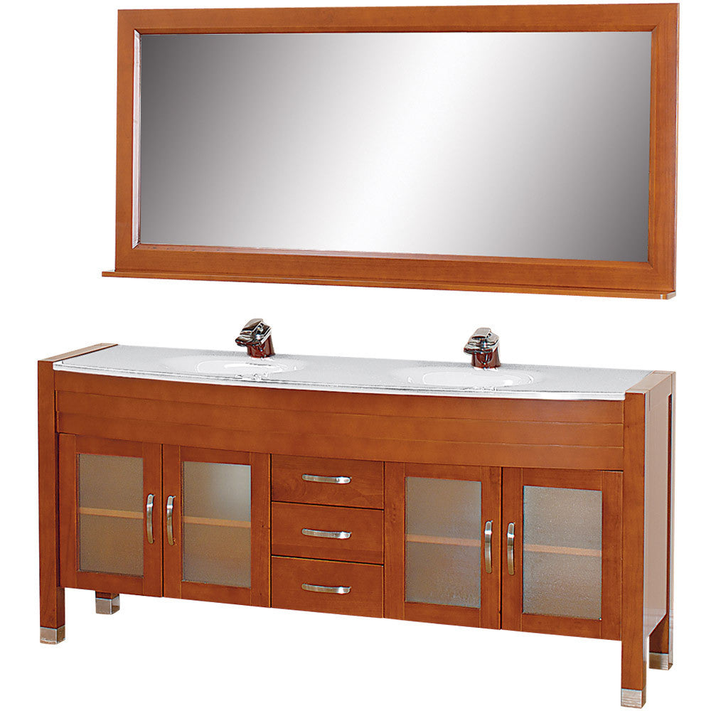 WYNDHAM COLLECTION Daytona 71-Inch Double Bathroom Vanity Set - Cherry
