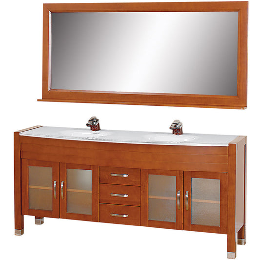 WYNDHAM COLLECTION Daytona 71-Inch Double Bathroom Vanity Set - Cherry