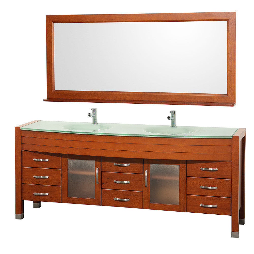 WYNDHAM COLLECTION Daytona 78-Inch Double Bathroom Vanity Set - Cherry