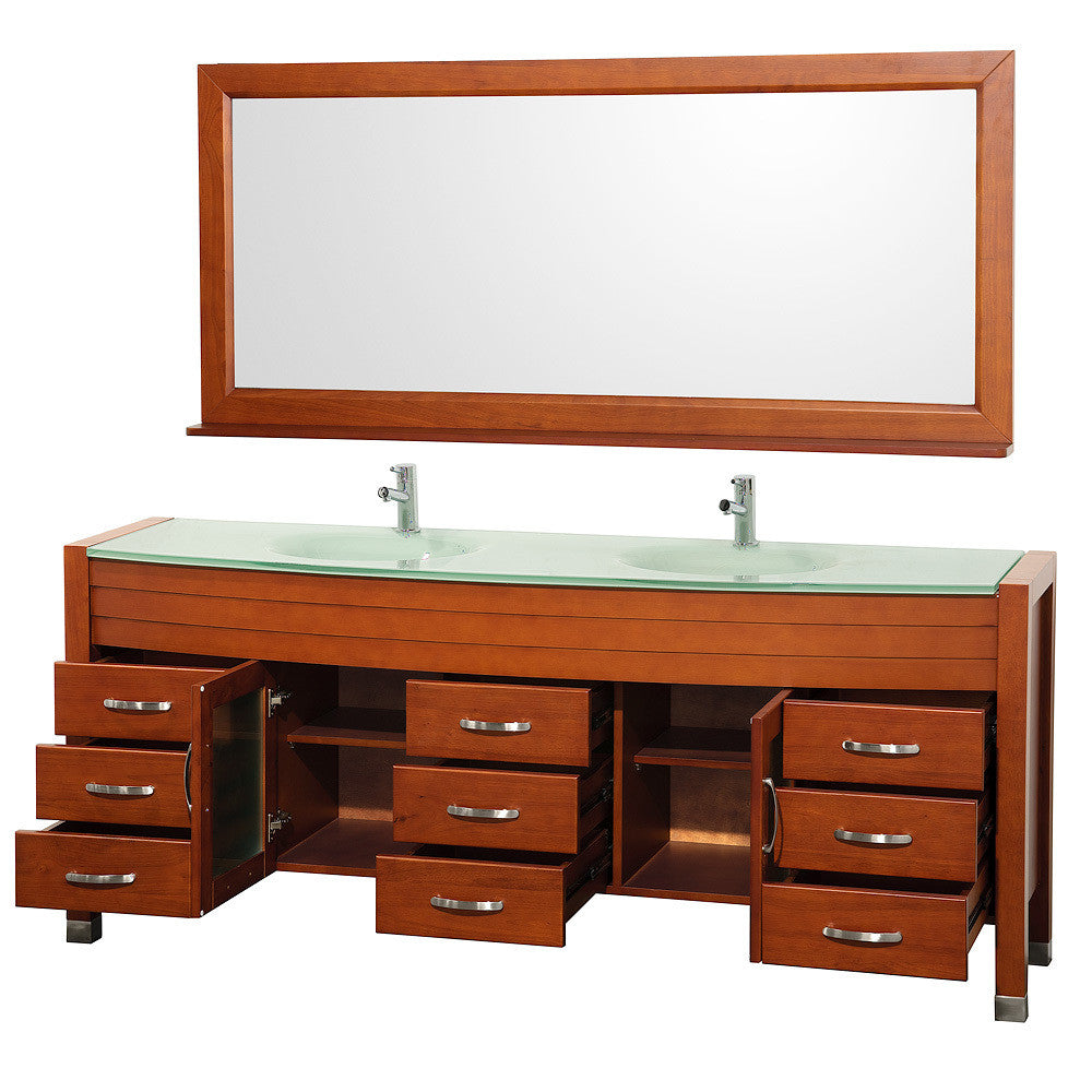 WYNDHAM COLLECTION Daytona 78-Inch Double Bathroom Vanity Set - Cherry
