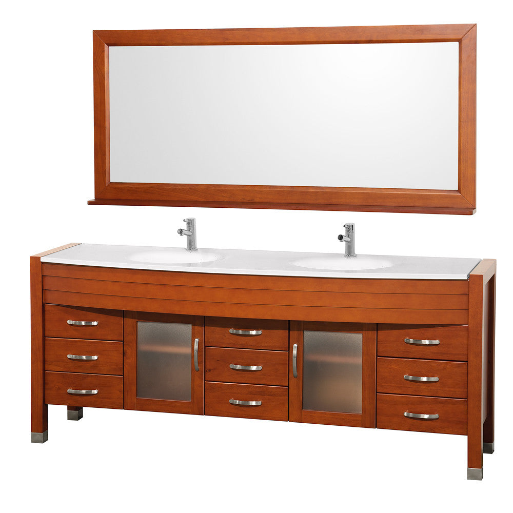 WYNDHAM COLLECTION Daytona 78-Inch Double Bathroom Vanity Set - Cherry