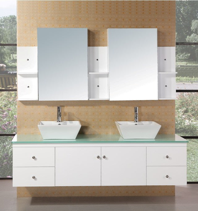 DESIGN ELEMENT Portland 72" Double Sink Vanity Set in White Finish