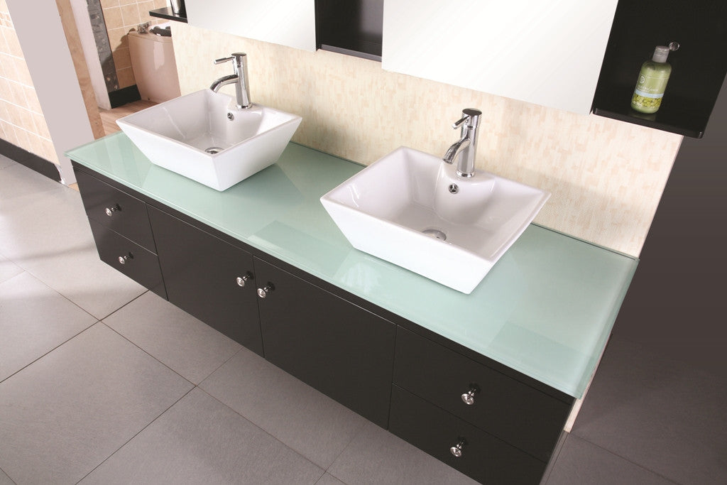 DESIGN ELEMENT Portland 72" Espresso Finish Double Sink Vanity Set