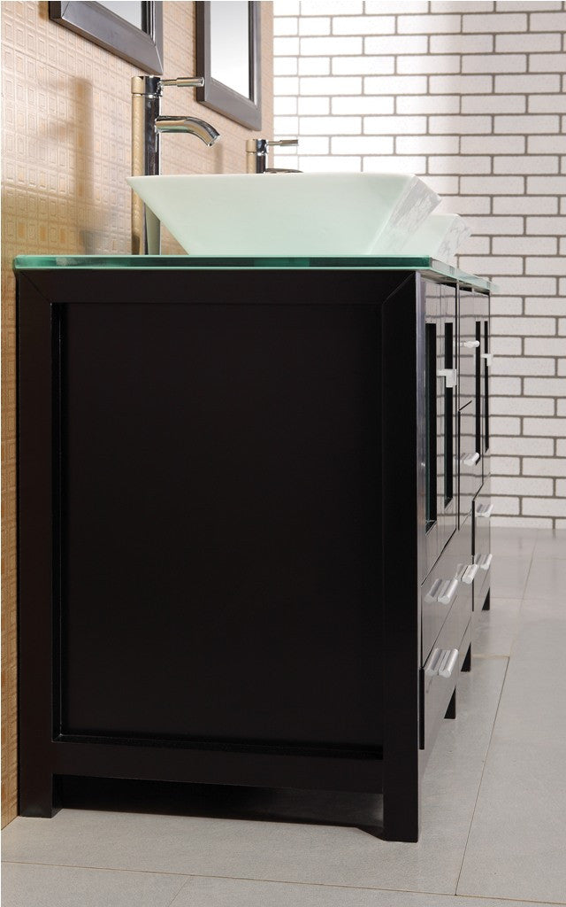 DESIGN ELEMENT Arlington 61" Green Counter Double Sink Vanity Set - Dark Espresso