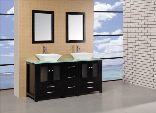DESIGN ELEMENT Arlington 61" Green Counter Double Sink Vanity Set - Dark Espresso
