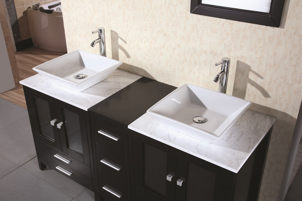 DESIGN ELEMENT Arlington 61" Double Sink Vanity Set - Dark Espresso