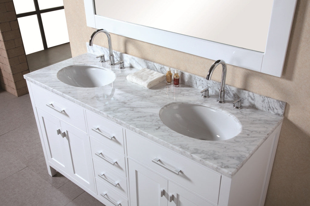 DESIGN ELEMENT London 61" Double Sink Vanity Set in White Finish
