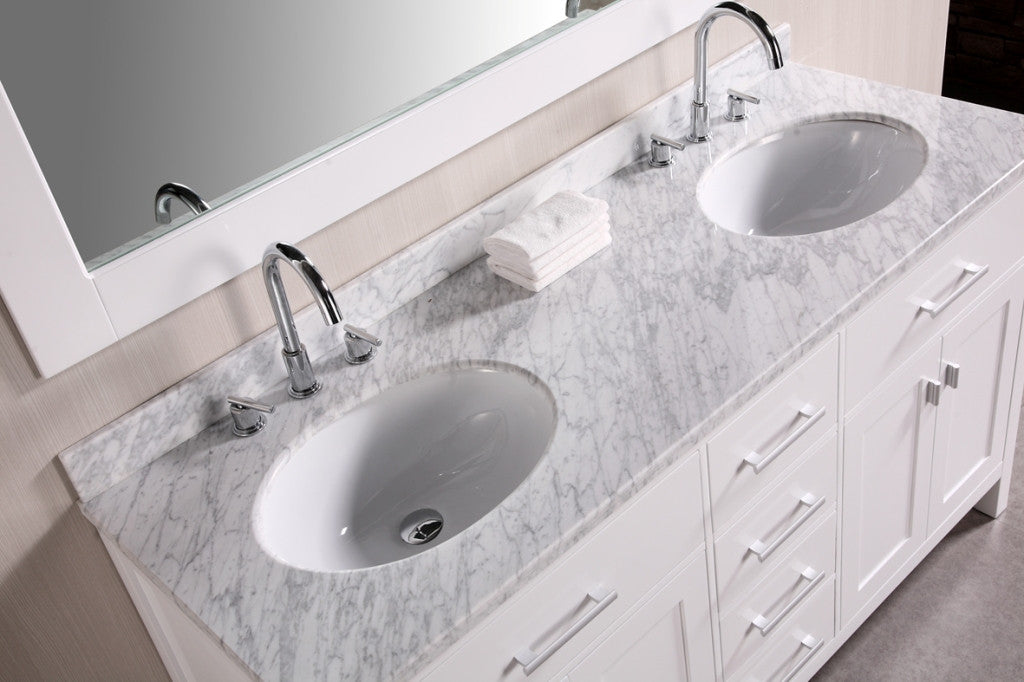 DESIGN ELEMENT London 61" Double Sink Vanity Set in White Finish