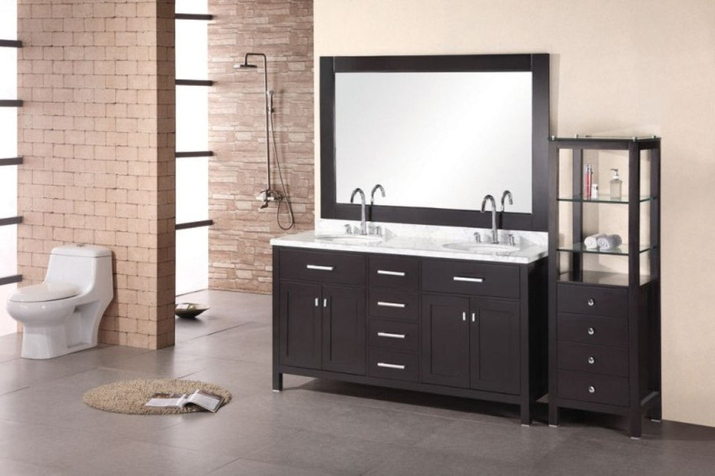 DESIGN ELEMENT London 61" Double Sink Vanity Set in Espresso Finish