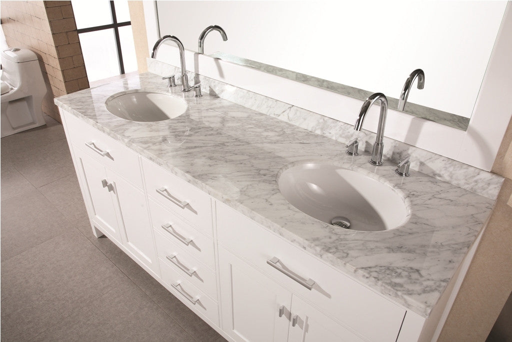 DESIGN ELEMENT London 72" Double Sink Vanity Set in Pearl White Finish