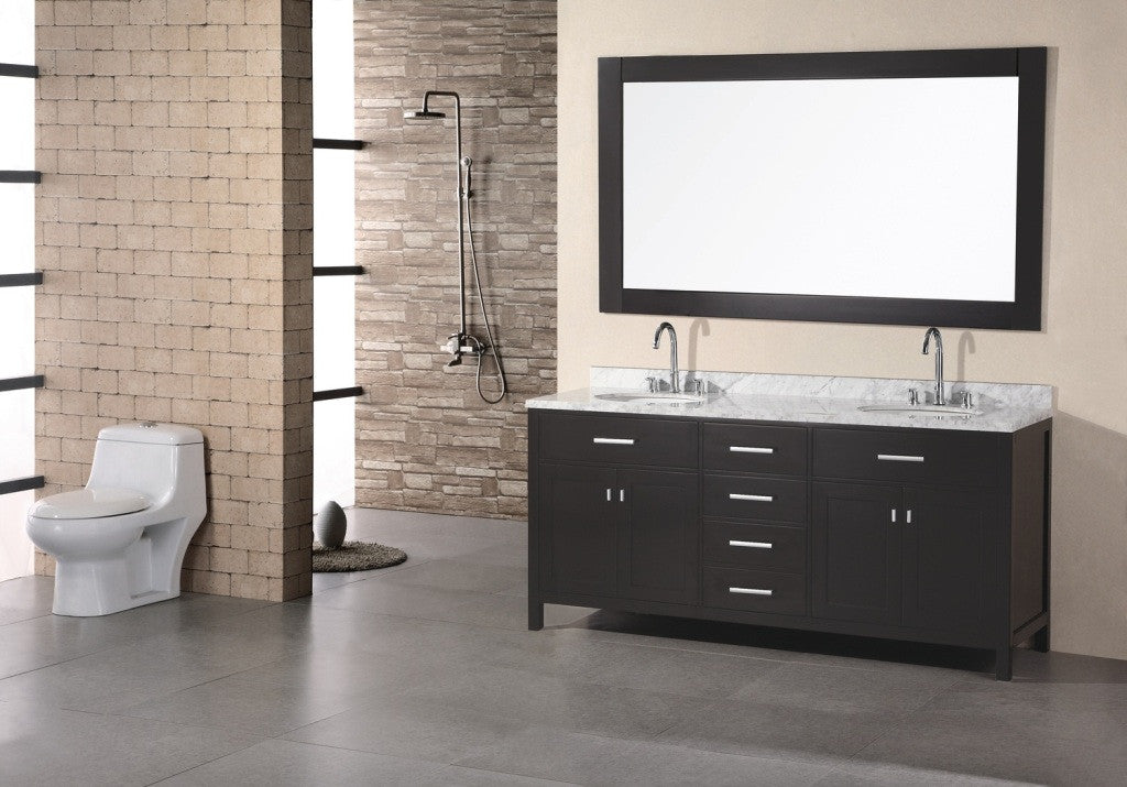 DESIGN ELEMENT London 72" Double Sink Vanity Set in Espresso Finish