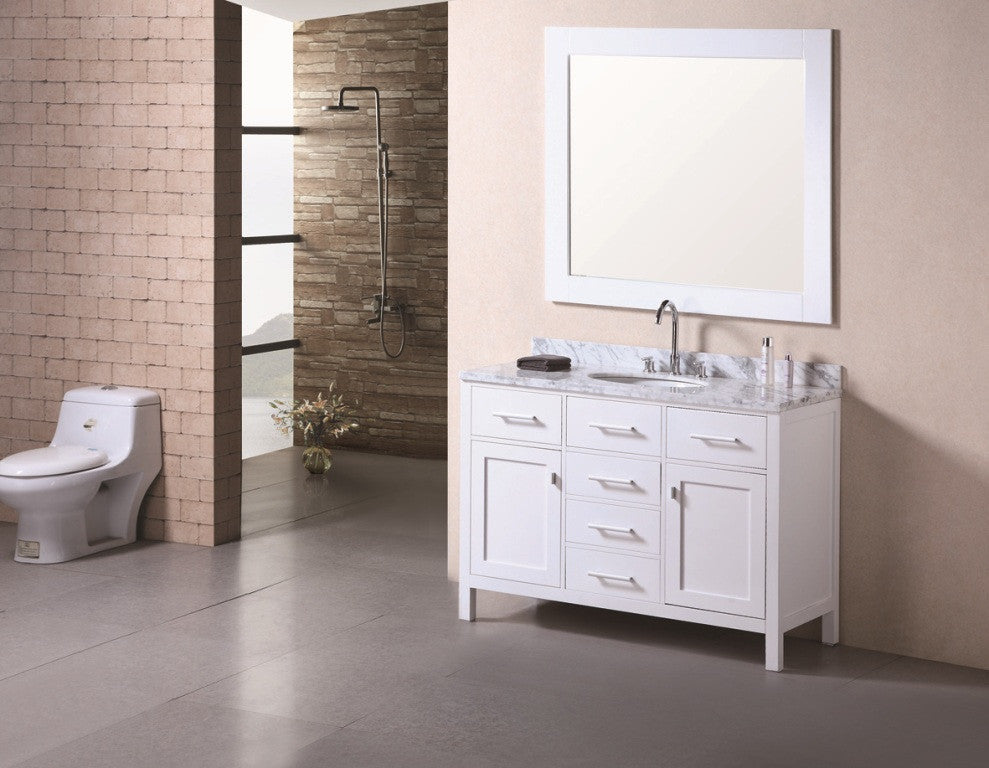 DESIGN ELEMENT London 48" Single Sink Vanity in Pearl White Finish