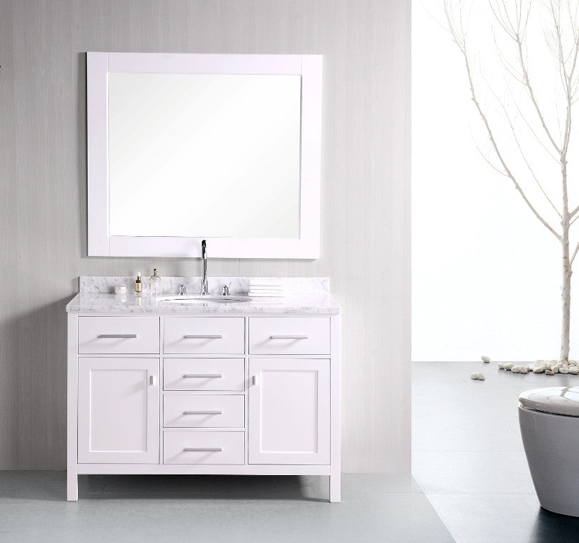 DESIGN ELEMENT London 48" Single Sink Vanity in Pearl White Finish