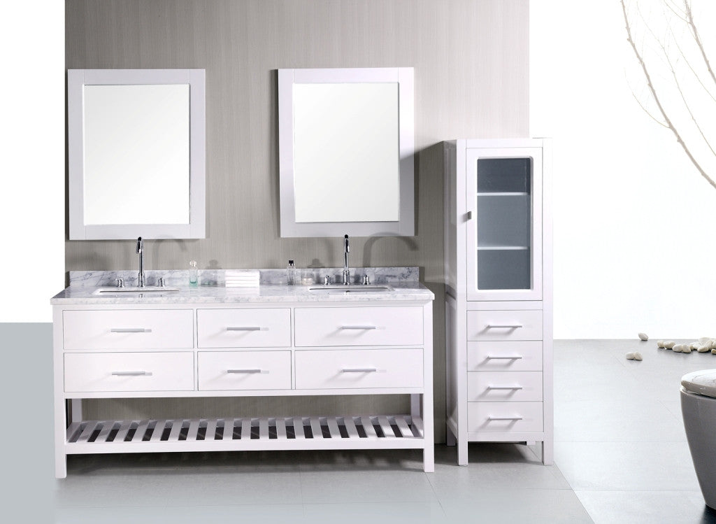 DESIGN ELEMENT London 72" Double Sink Vanity Set in Pearl White