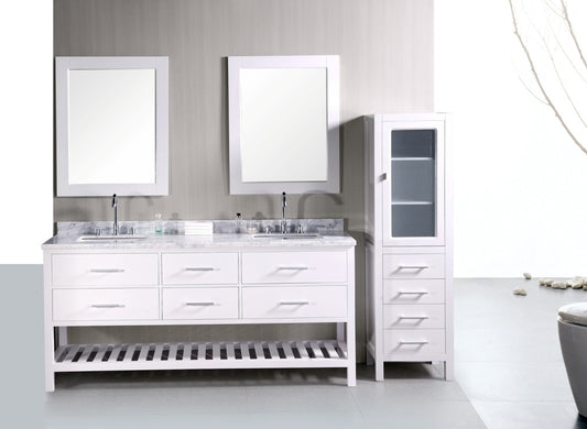 DESIGN ELEMENT London 72" Double Sink Vanity Set in Pearl White