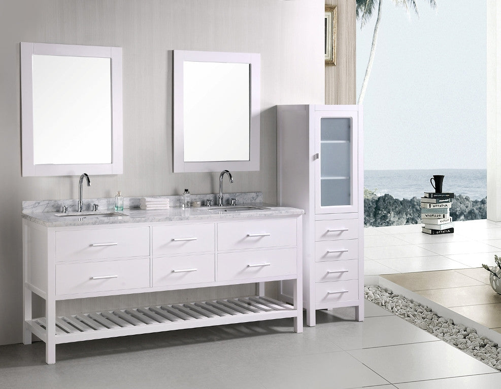 DESIGN ELEMENT London 72" Double Sink Vanity Set in Pearl White