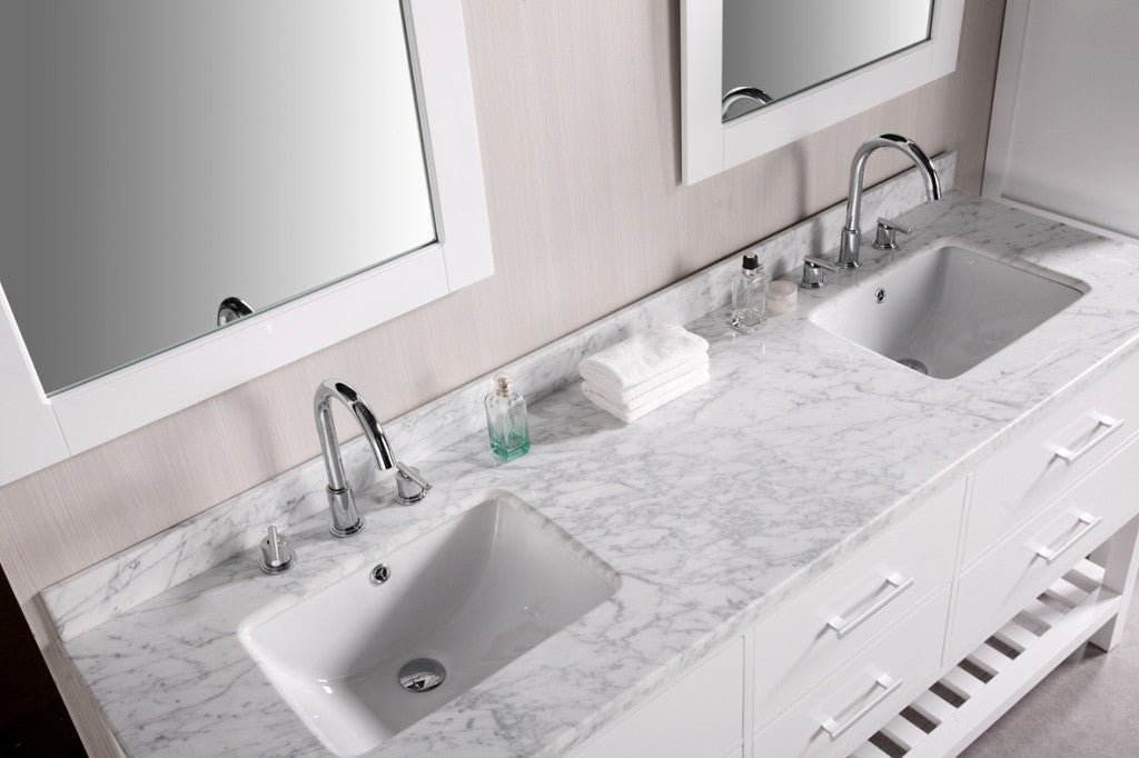 DESIGN ELEMENT London 72" Double Sink Vanity Set in Pearl White