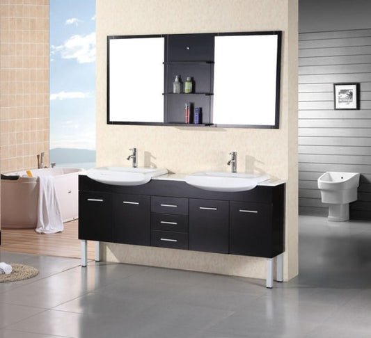 DESIGN ELEMENT Belini 72" Double Sink Vanity Set