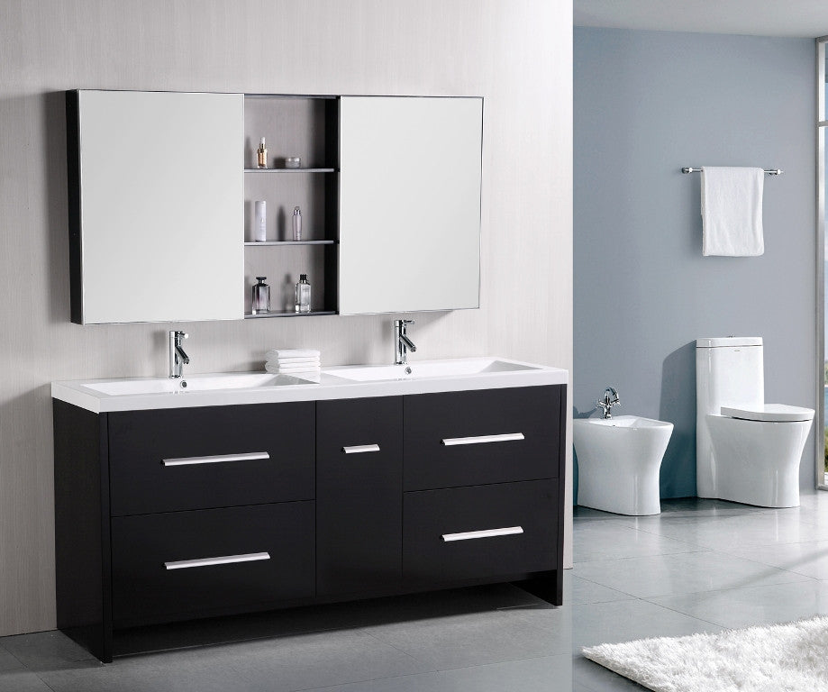 DESIGN ELEMENT Perfecta 72" Double Sink Vanity Set