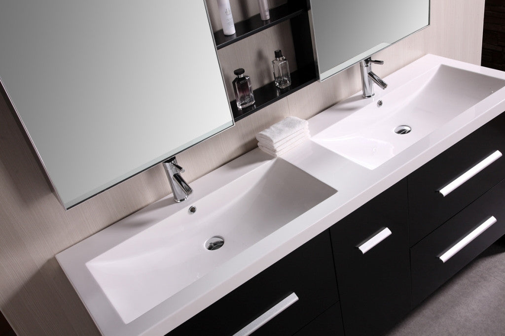 DESIGN ELEMENT Perfecta 72" Double Sink Vanity Set