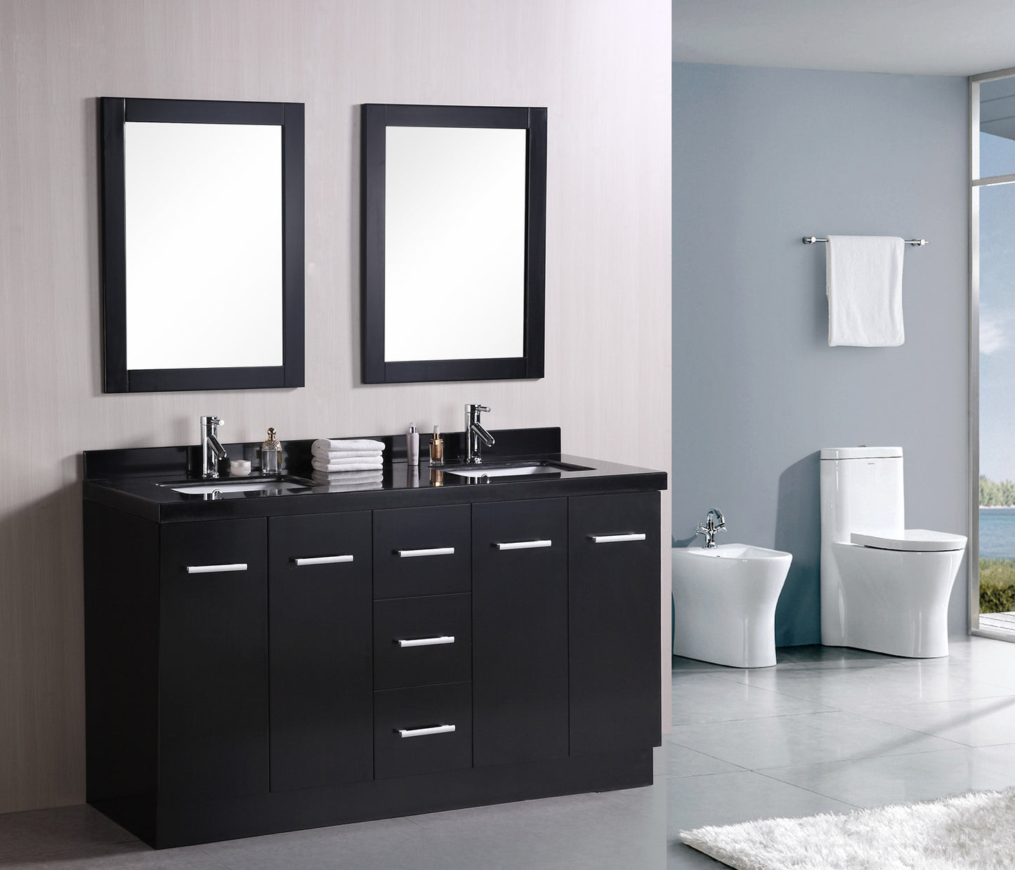 DESIGN ELEMENT Cosmo 60" Double Sink Vanity Set