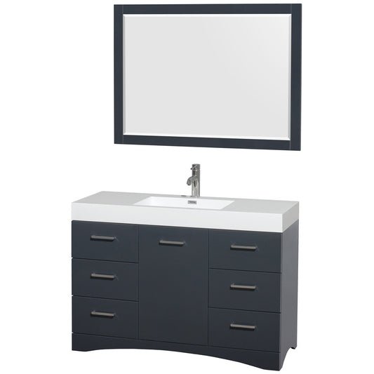 Wyndham Collection Delray 48" Bathroom Vanity Set With Integrated Sink And Mirror - Clay