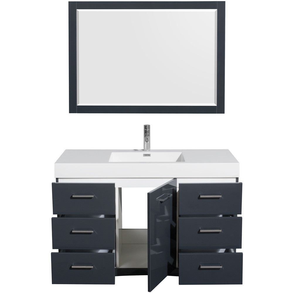 Wyndham Collection Delray 48" Bathroom Vanity Set With Integrated Sink And Mirror - Clay