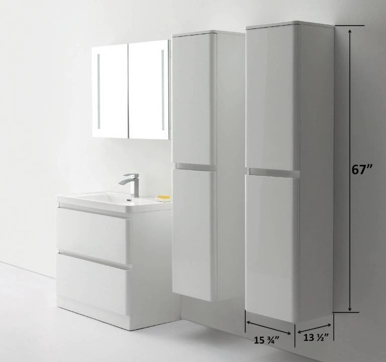 Aquamoon Glaciar Modern Linen Cabinet - White