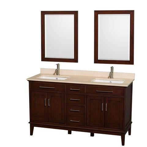 Hatton 60-Inch Double Bathroom Vanity - Dark Chestnut