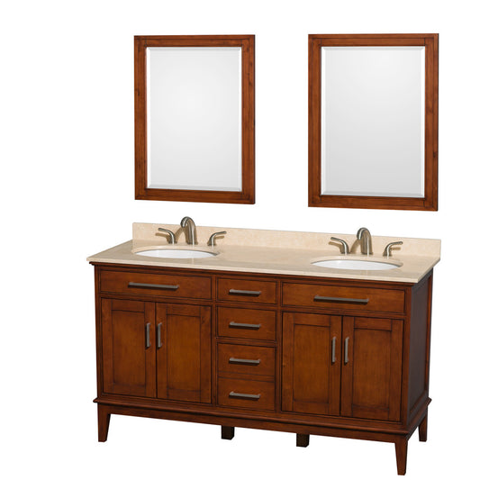 Hatton 60-Inch Double Bathroom Vanity - Light Chestnut
