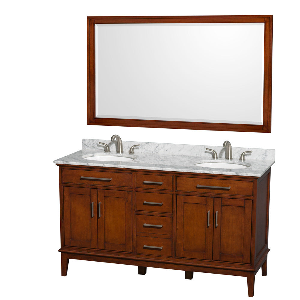 Hatton 60-Inch Double Bathroom Vanity - Light Chestnut