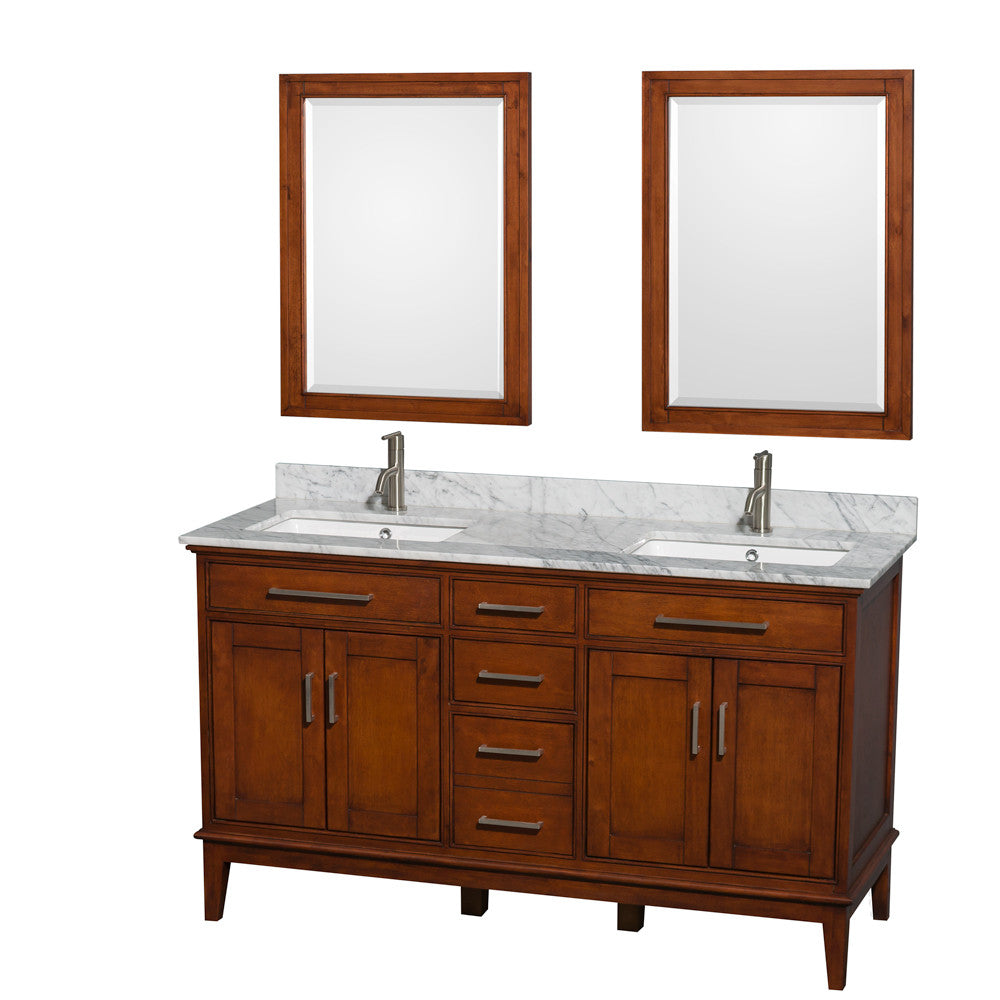 Hatton 60-Inch Double Bathroom Vanity - Light Chestnut