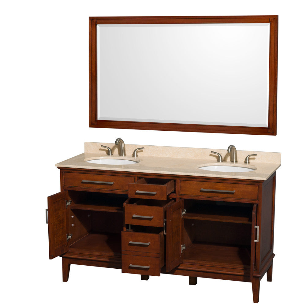 Hatton 60-Inch Double Bathroom Vanity - Light Chestnut