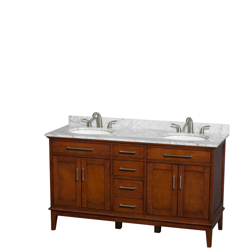 Hatton 60-Inch Double Bathroom Vanity - Light Chestnut