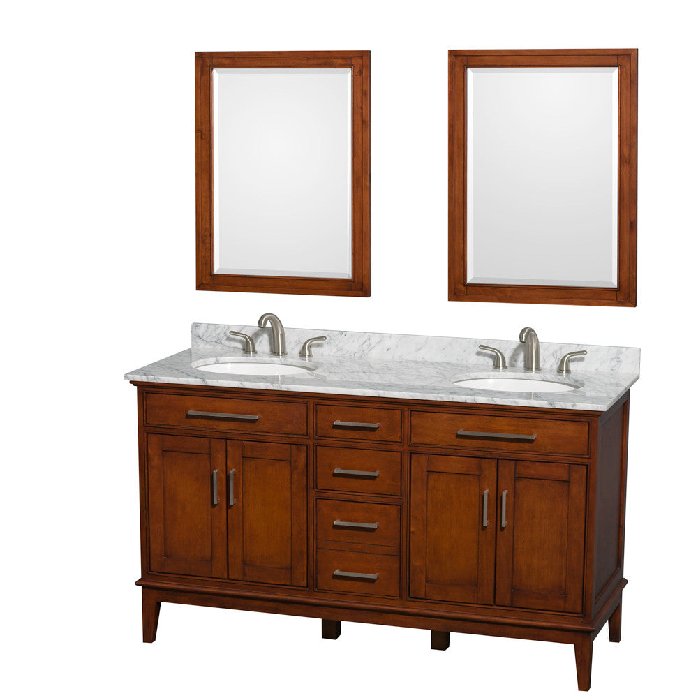 Hatton 60-Inch Double Bathroom Vanity - Light Chestnut